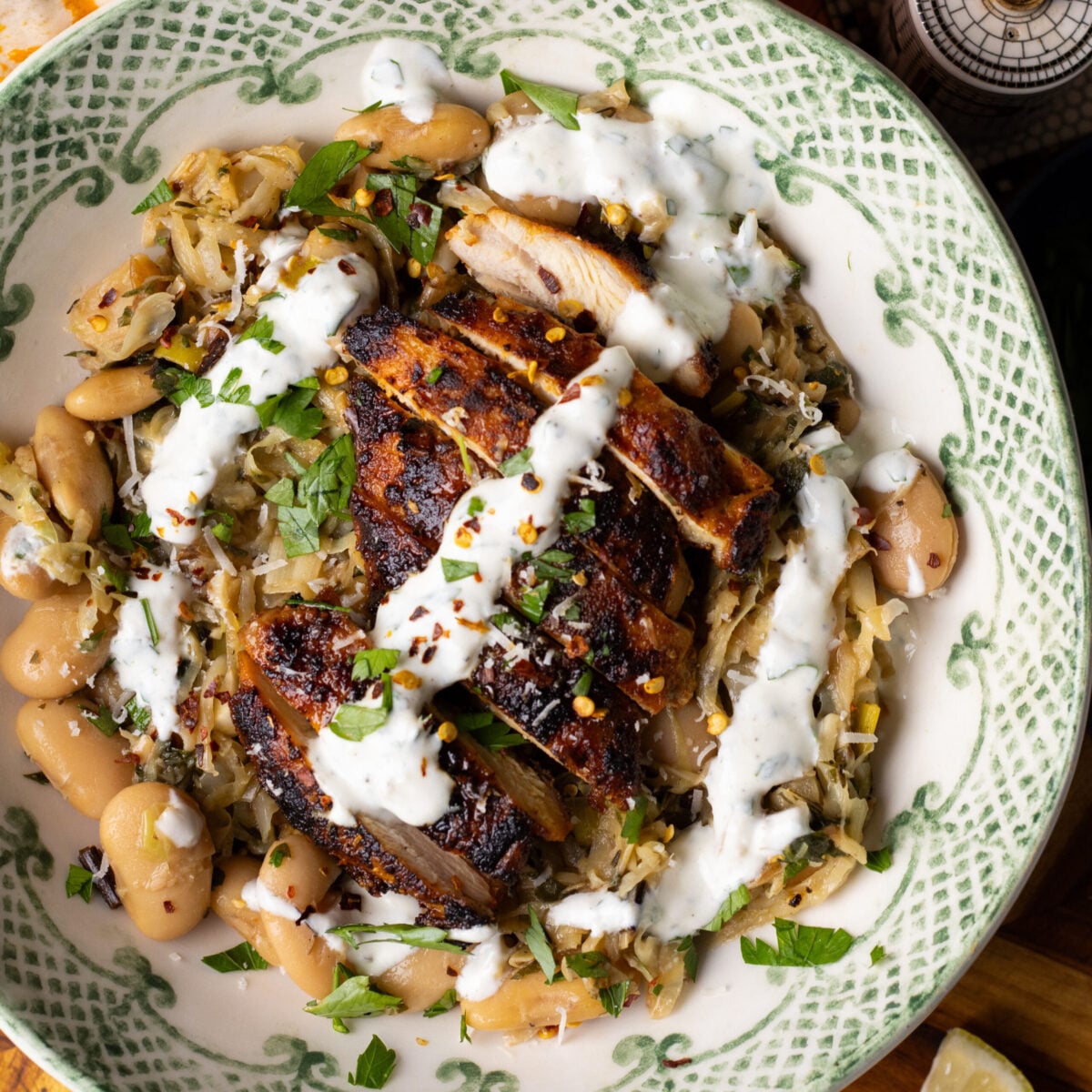 Garlic Parmesan Chicken Thighs with Beans